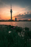 湖畔夕阳